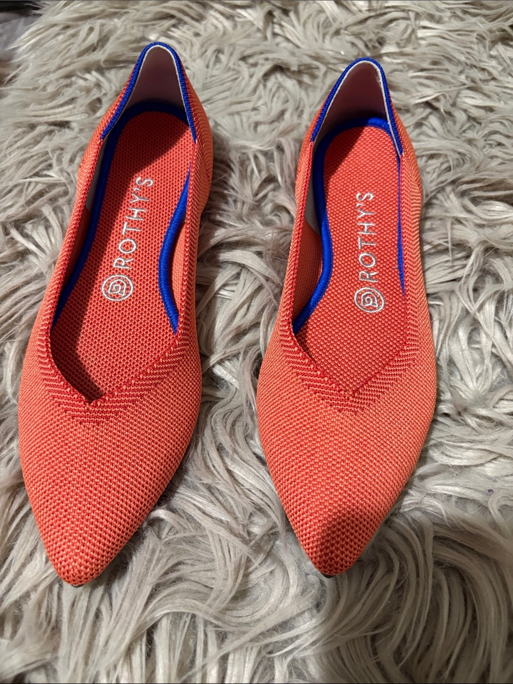 Rothy's Coral Pointed Knit Slip-On Flats